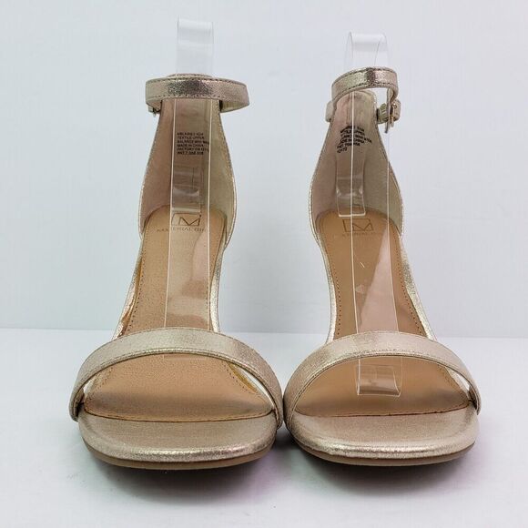 Material Girl Blaire Womens Sz 9.5 Gold Party Formal Ankle Strap 4" Heels Sandal - Picture 6 of 13